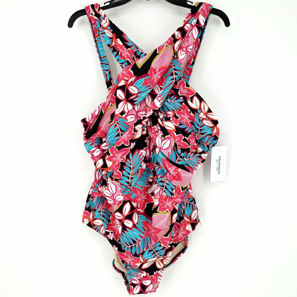 Swimsuits For All Other - Swimsuits For All Plus Size 20 One Piece Swimsuit Pink Blue Floral New with Tags